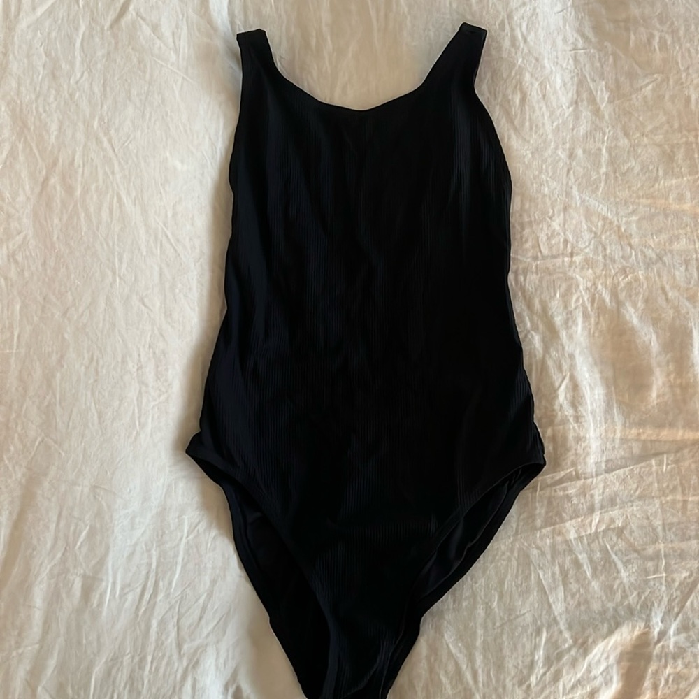 Andie Swim The Montauk - Ribbed - Black New Without Tags